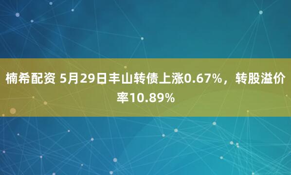楠希配资 5月29日丰山转债上涨0.67%，转股溢价率10.89%