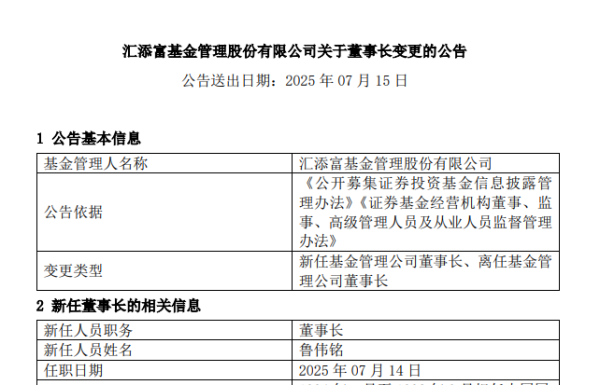 赢翻网 汇添富基金“换帅”：东方证券副董事长鲁伟铭接棒李文